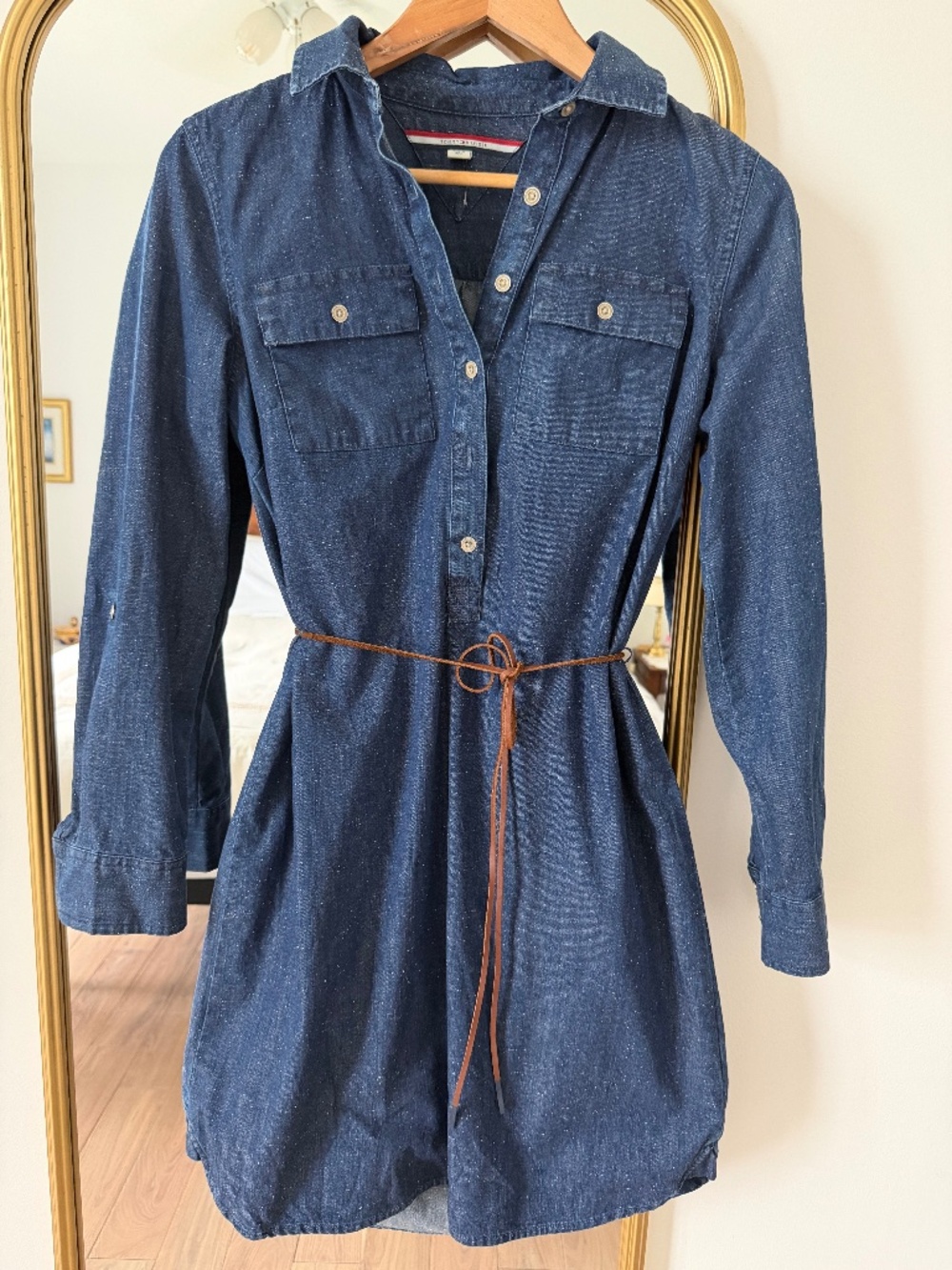 Tommy Hilfiger Denim Shirt Dress with Tie Belt – Size S